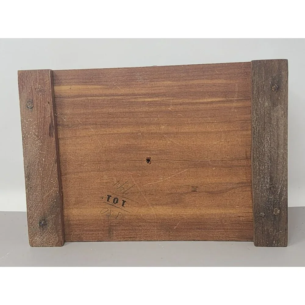 Vintage Small Cedar Wood Jewelry Keepsake Box Solid Wood Construction Stamped101